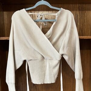 Main Strip Taupe Ribbed Knit Top